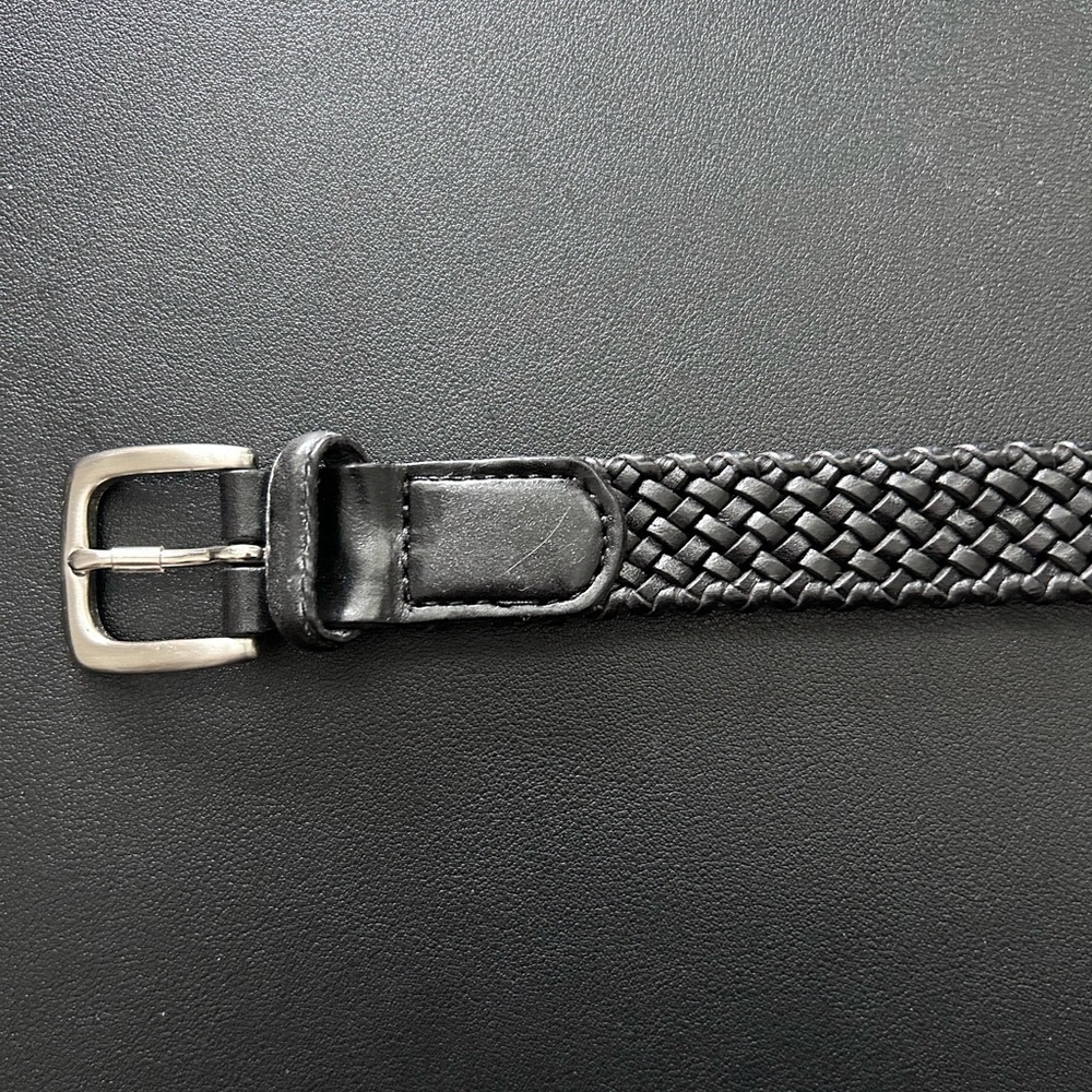 Vintage Talbots Black Braided Leather Belt Men/Women SZ XS